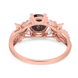 Art Deco Round Natural Stone Floral Ring