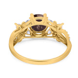 Art Deco Round Natural Stone Floral Ring