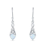 Celtic Trinity Heart Fish-Hook Earrings Cubic Zirconia 925 Sterling Silver