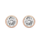 Round 4mm Cubic Zirconia Solitaire Stud Earring Bezel Set 925 Sterling Silver