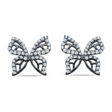 Butterfly Stud Earring Cubic Zirconia 925 Sterling Silver