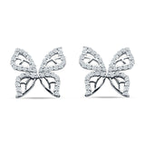 Butterfly Stud Earring Cubic Zirconia 925 Sterling Silver