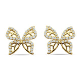 Butterfly Stud Earring Cubic Zirconia 925 Sterling Silver
