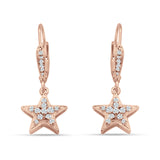 Star Dangle Drop Hoop Earring Cubic Zirconia 925 Sterling Silver