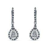 Pear Teardrop Leverback Hoop Earring Cubic Zirconia 925 Sterling Silver