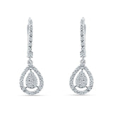 Pear Teardrop Leverback Hoop Earring Cubic Zirconia 925 Sterling Silver