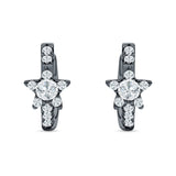 Star Floral Hoop Earring Cubic Zirconia 925 Sterling Silver