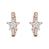 Star Floral Hoop Earring Cubic Zirconia 925 Sterling Silver
