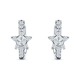Star Floral Hoop Earring Cubic Zirconia 925 Sterling Silver