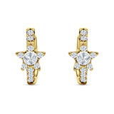 Star Floral Hoop Earring Cubic Zirconia 925 Sterling Silver