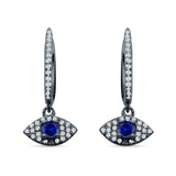 Evil Eye Huggie Hoop Earring Cubic Zirconia 925 Sterling Silver