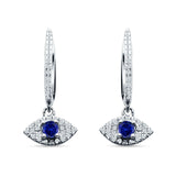 Evil Eye Huggie Hoop Earring Cubic Zirconia 925 Sterling Silver