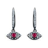 Evil Eye Huggie Hoop Earring Cubic Zirconia 925 Sterling Silver