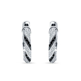 Twisted Tilted Row Huggie Hoop Earring Round Cubic Zirconia 925 Sterling