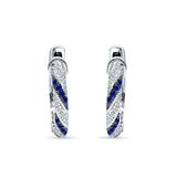 Twisted Tilted Row Huggie Hoop Earring Round Cubic Zirconia 925 Sterling