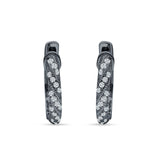 Twisted Tilted Row Huggie Hoop Earring Round Cubic Zirconia 925 Sterling