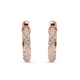 Twisted Tilted Row Huggie Hoop Earring Round Cubic Zirconia 925 Sterling