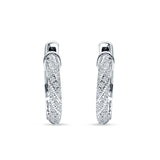 Twisted Tilted Row Huggie Hoop Earring Round Cubic Zirconia 925 Sterling