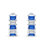Minimalist Baguette Cubic Zirconia Huggie Hoop Earring Solid 925 Sterling Silver