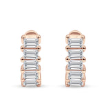Minimalist Baguette Cubic Zirconia Huggie Hoop Earring Solid 925 Sterling Silver