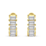 Minimalist Baguette Cubic Zirconia Huggie Hoop Earring Solid 925 Sterling Silver