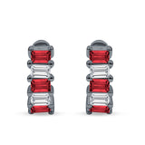 Minimalist Baguette Cubic Zirconia Huggie Hoop Earring Solid 925 Sterling Silver