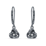 Trinity Knot Drop Dangle Leverback Earring Cubic Zrconia 925 Sterling Silver
