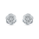 Floral Cluster Stud Earring Cubic Zirconia 925 Sterling Silver