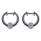 Round Ball Design Hoop Earring Cubic Zirconia 925 Sterling Silver
