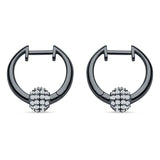 Round Ball Design Hoop Earring Cubic Zirconia 925 Sterling Silver