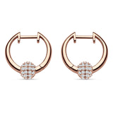 Round Ball Design Hoop Earring Cubic Zirconia 925 Sterling Silver