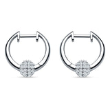 Round Ball Design Hoop Earring Cubic Zirconia 925 Sterling Silver