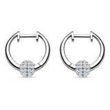 Round Ball Design Hoop Earring Cubic Zirconia 925 Sterling Silver