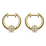 Round Ball Design Hoop Earring Cubic Zirconia 925 Sterling Silver