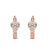 Heart Shaped Cubic Zirconia Beaded Huggie Hoop Earring 925 Sterling Silver