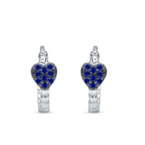 Heart Shaped Cubic Zirconia Beaded Huggie Hoop Earring 925 Sterling Silver