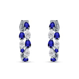 Pear Teardrop Cubic Zirconia Huggie Hoop Earring 925 Sterling Silver