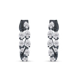 Pear Teardrop Cubic Zirconia Huggie Hoop Earring 925 Sterling Silver