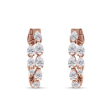 Pear Teardrop Cubic Zirconia Huggie Hoop Earring 925 Sterling Silver