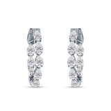 Pear Teardrop Cubic Zirconia Huggie Hoop Earring 925 Sterling Silver