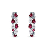 Pear Teardrop Cubic Zirconia Huggie Hoop Earring 925 Sterling Silver