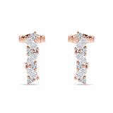 Marquise Zig Zag Bar Stud Earring Cubic Zirconia 925 Sterling Silver