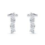 Marquise Zig Zag Bar Stud Earring Cubic Zirconia 925 Sterling Silver