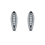 Three Row Oblong Hoop Earring Cubic Zirconia 925 Sterling Silver