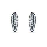 Three Row Oblong Hoop Earring Cubic Zirconia 925 Sterling Silver