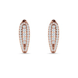 Three Row Oblong Hoop Earring Cubic Zirconia 925 Sterling Silver