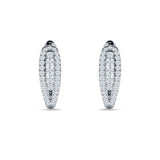 Three Row Oblong Hoop Earring Cubic Zirconia 925 Sterling Silver
