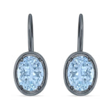 Oval Solitaire Drop Dangle Leverback Earring Cubic Zirconia 925 Sterling Silver
