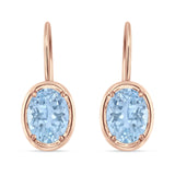 Oval Solitaire Drop Dangle Leverback Earring Cubic Zirconia 925 Sterling Silver