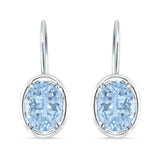 Oval Solitaire Drop Dangle Leverback Earring Cubic Zirconia 925 Sterling Silver